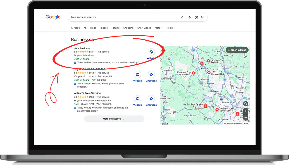 Your business at the top of Google with 5-star reviews